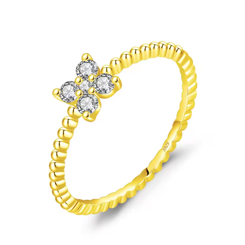 Blossom Four-Leaf Clover Beaded Ring