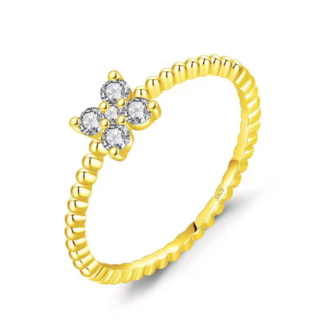Blossom Four-Leaf Clover Beaded Ring