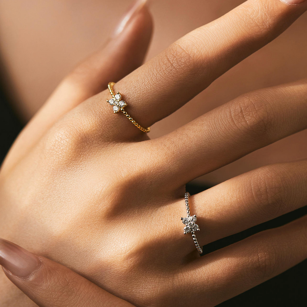 Blossom Four-Leaf Clover Beaded Ring