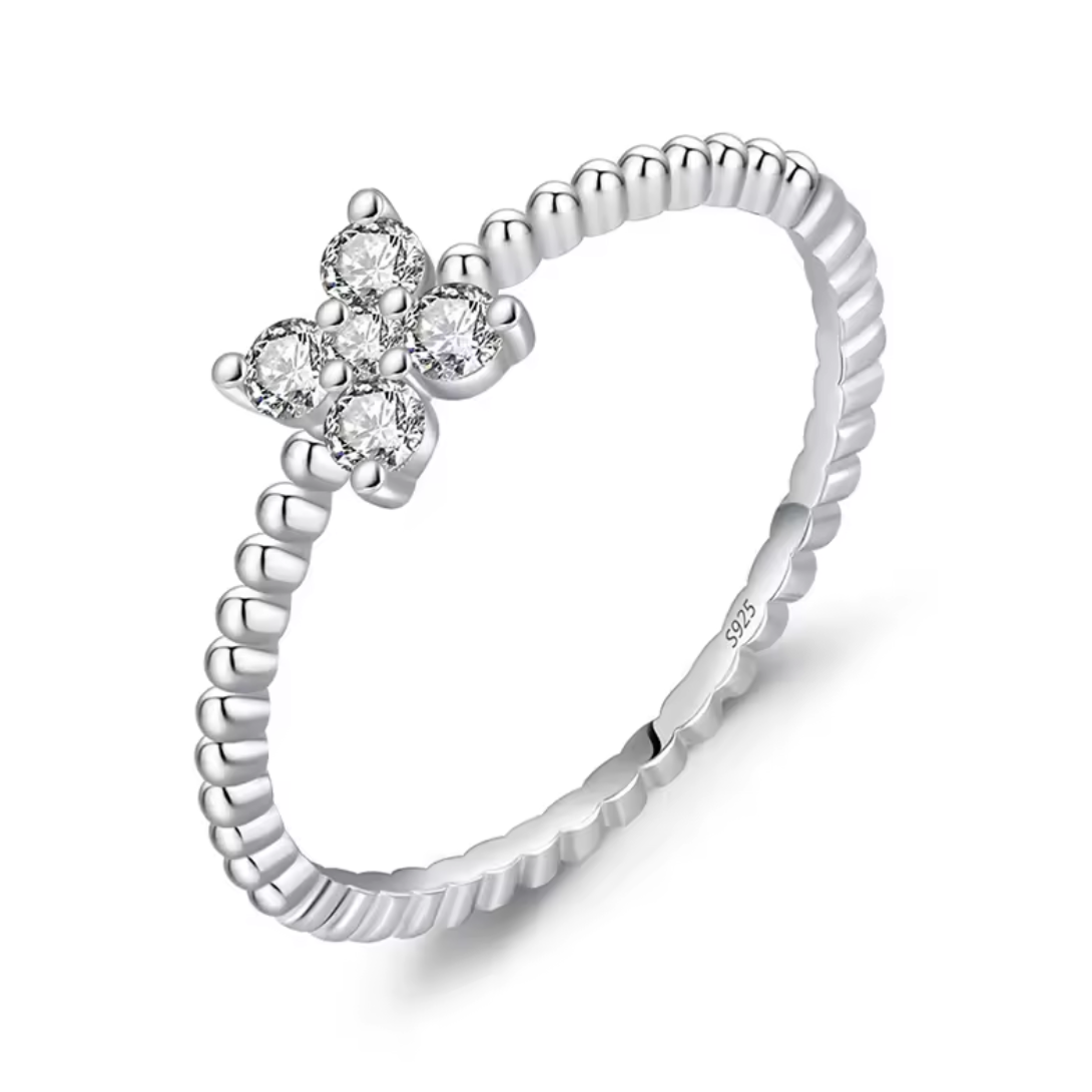 Blossom Four-Leaf Clover Beaded Ring