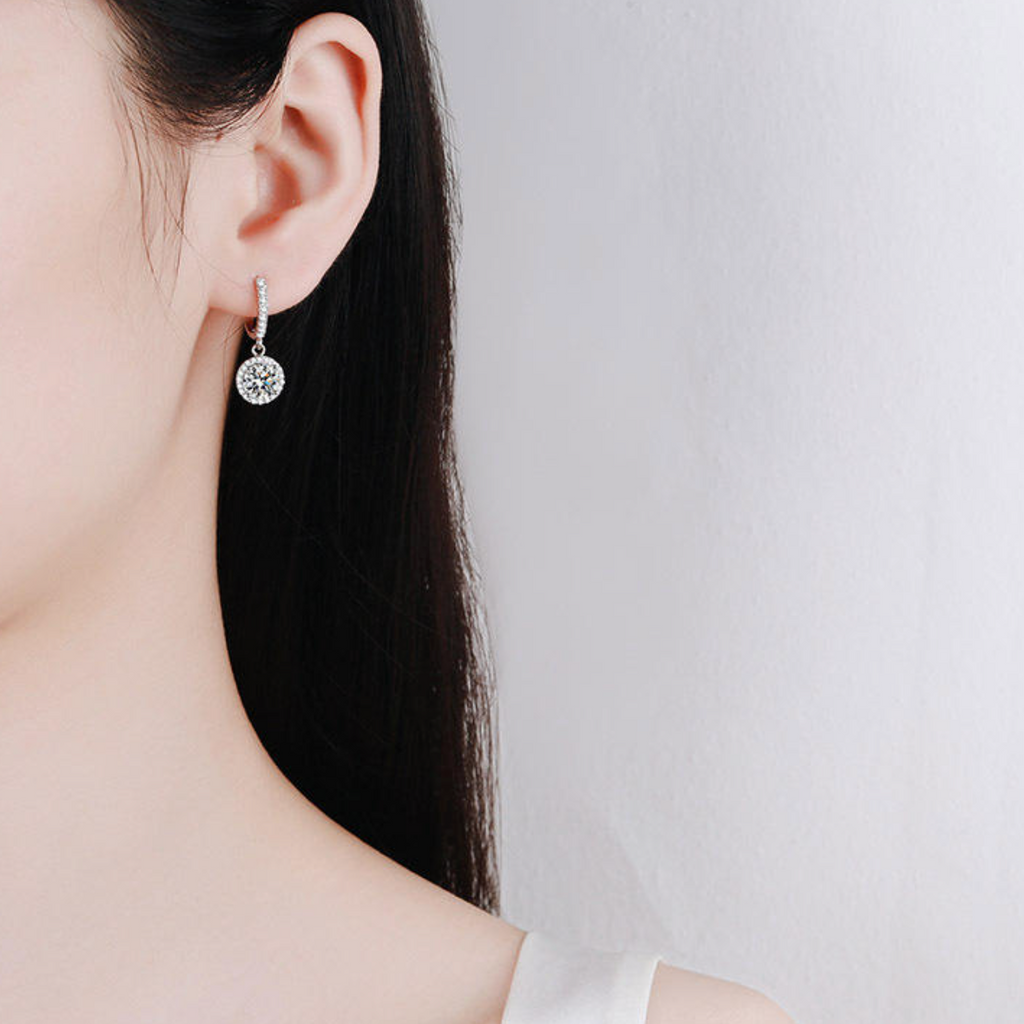 Aura Brilliant Halo Drop Huggie Earrings