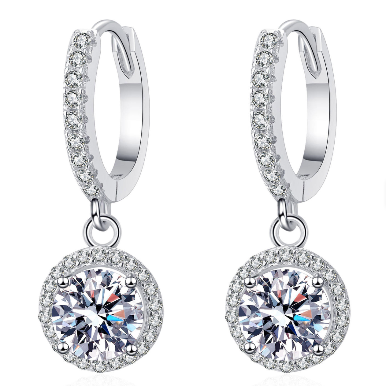 Aura Brilliant Halo Drop Huggie Earrings
