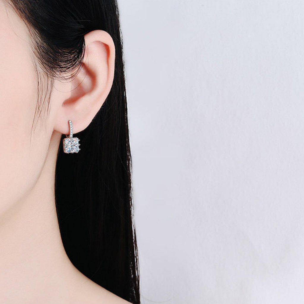 Sovereign Princess-Cut Drop Huggie Earrings