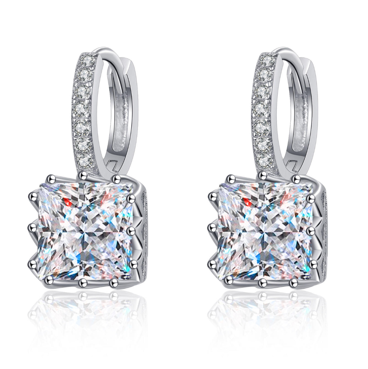 Sovereign Princess-Cut Drop Huggie Earrings
